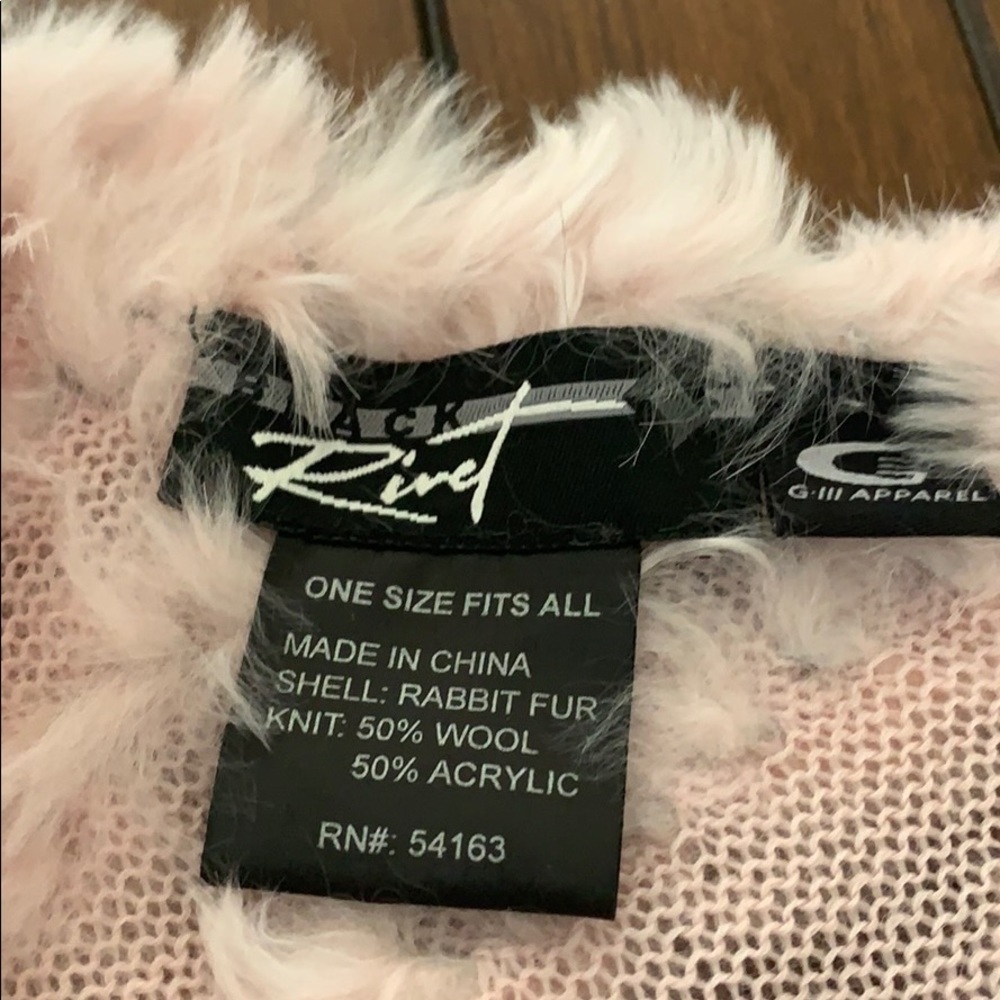 Black Rivet Pink Rabbit Fur Pullover - Picture 4 of 5